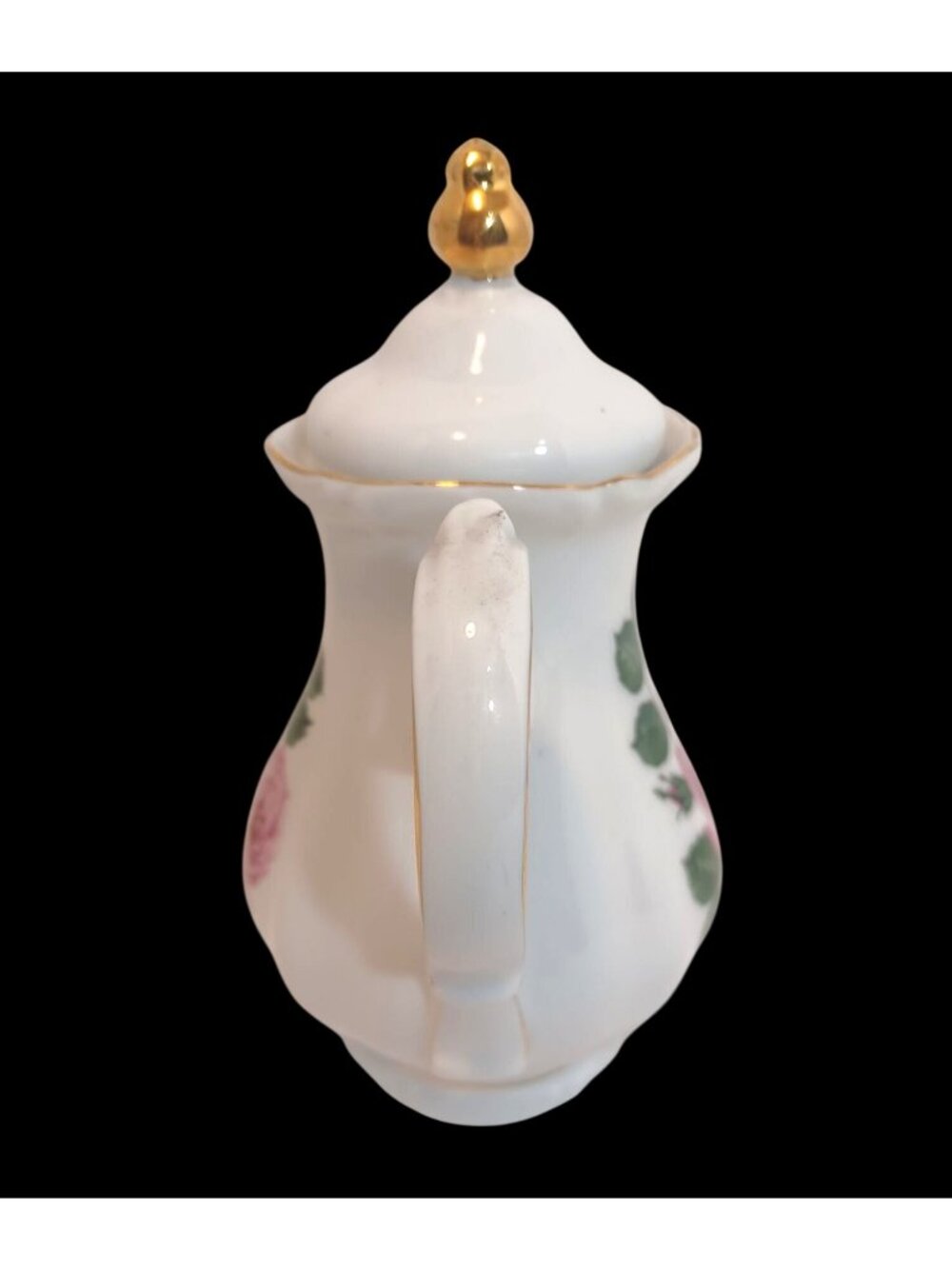 Vtg Rare Winterling Roslau Bavaria Germany Tea Coffee Pot Pink Rose w/ Gold Trim - Picture 4 of 13